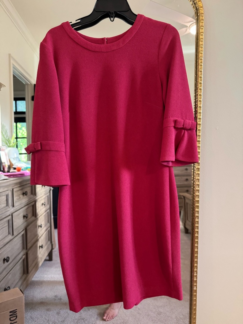 Karl Lagerfeld Fuchsia Bell-Sleeve Midi Shift Dress size 8